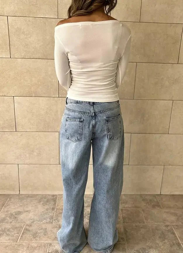 Cassy Off-Shoulder Long Sleeve Top