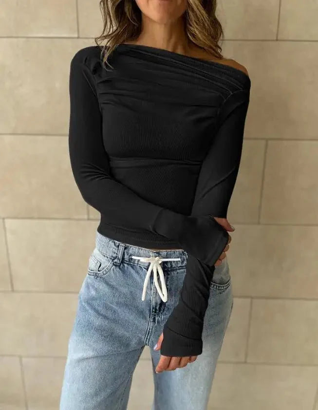 Cassy Off-Shoulder Long Sleeve Top