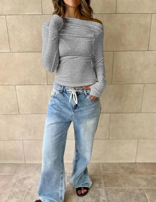 Cassy Off-Shoulder Long Sleeve Top