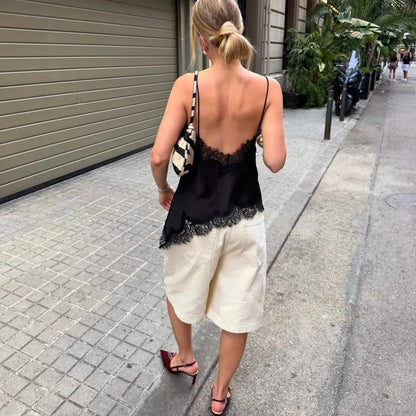 Kara Asymmetric Satin Cami Top