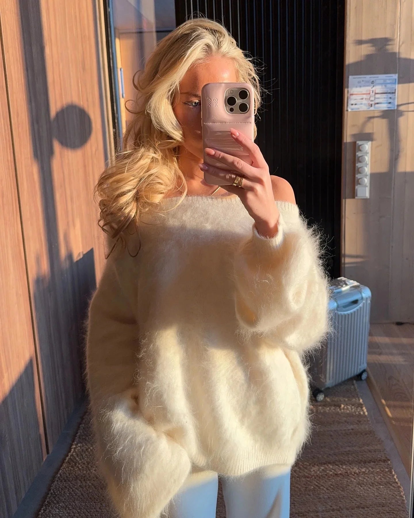 Meryl Off-Shoulder Mohair Sweater