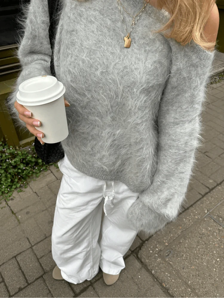 Meryl Off-Shoulder Mohair Sweater