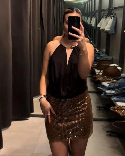 Ophelia Backless Draped Bodysuit