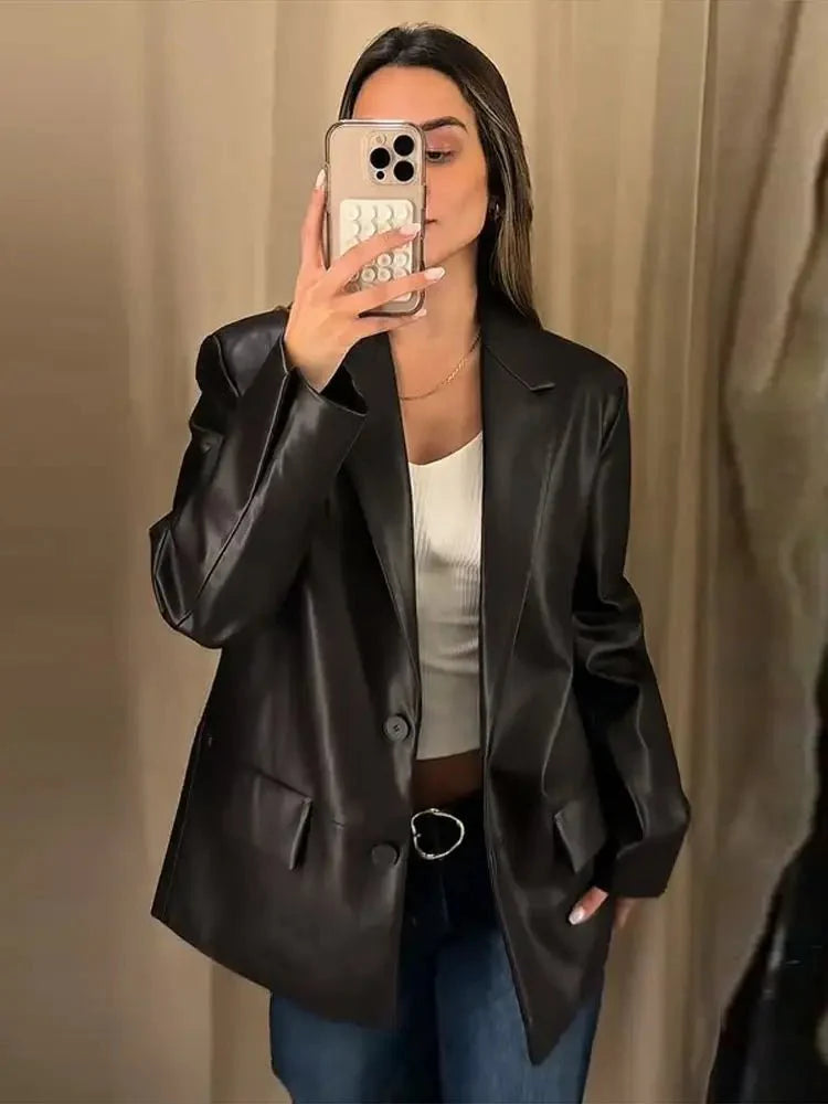 Ryza Vegan Leather Blazer