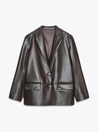 Ryza Vegan Leather Blazer