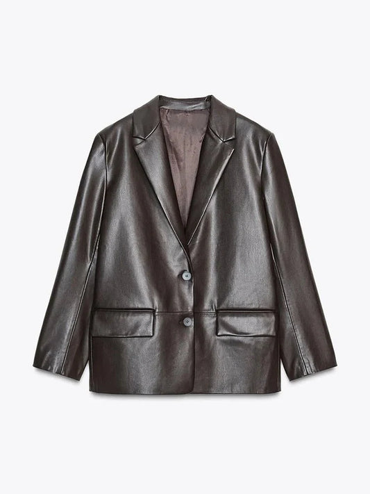Ryza Vegan Leather Blazer