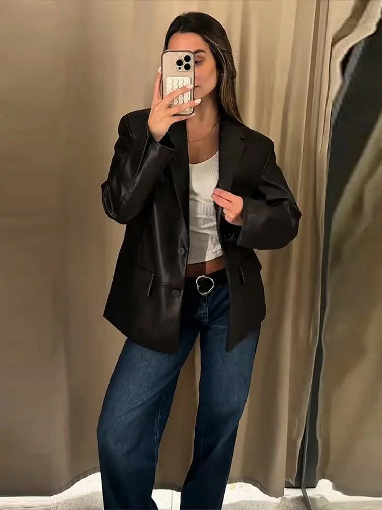 Ryza Vegan Leather Blazer