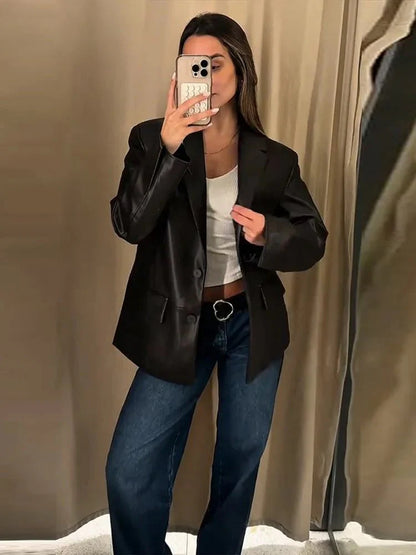 Ryza Vegan Leather Blazer