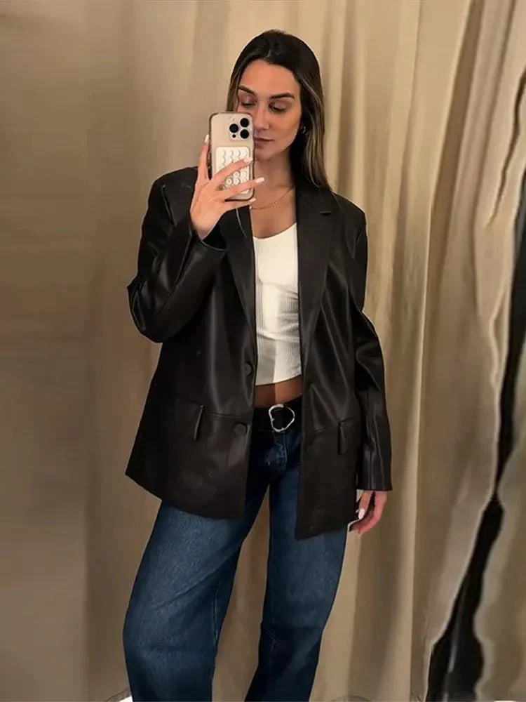 Ryza Vegan Leather Blazer