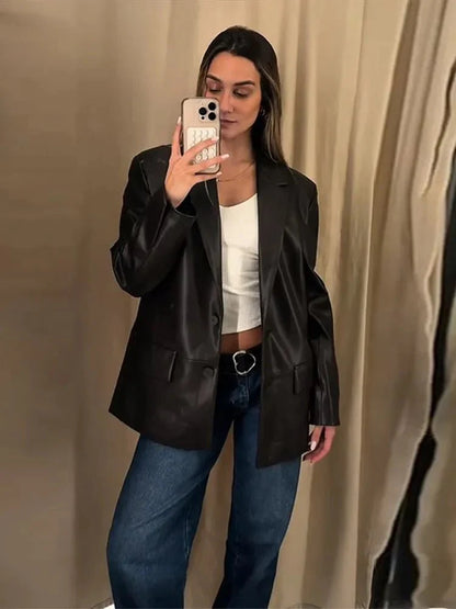 Ryza Vegan Leather Blazer