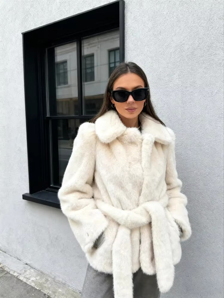 Isabelle Belted Faux Fur Coat