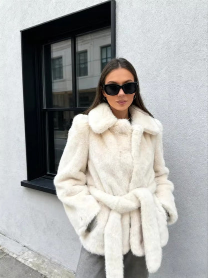 Isabelle Belted Faux Fur Coat