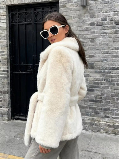 Isabelle Belted Faux Fur Coat