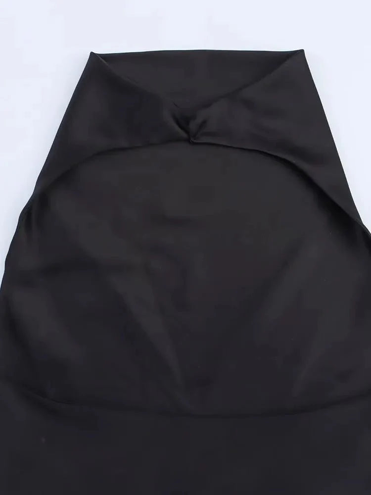 Colleen Satin Halter Draped Mini Dress