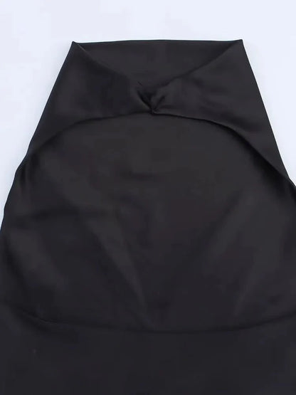 Colleen Satin Halter Draped Mini Dress