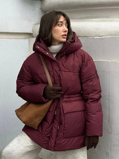 Lorna Drawstring Hooded Puffer Coat