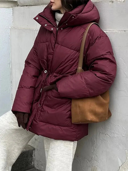 Lorna Drawstring Hooded Puffer Coat